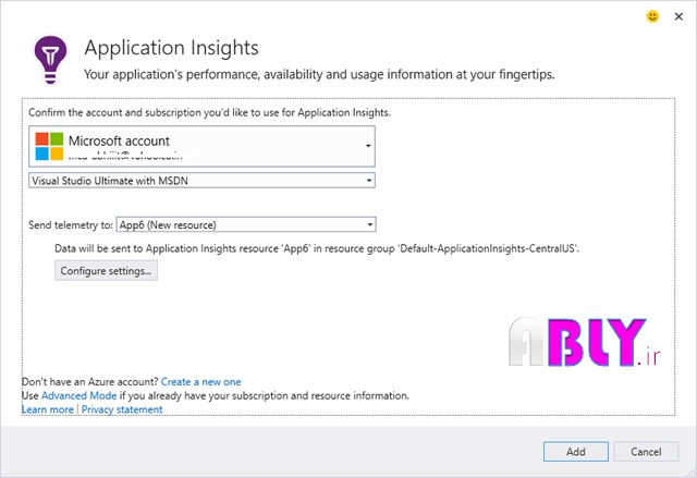 account azure in application insights